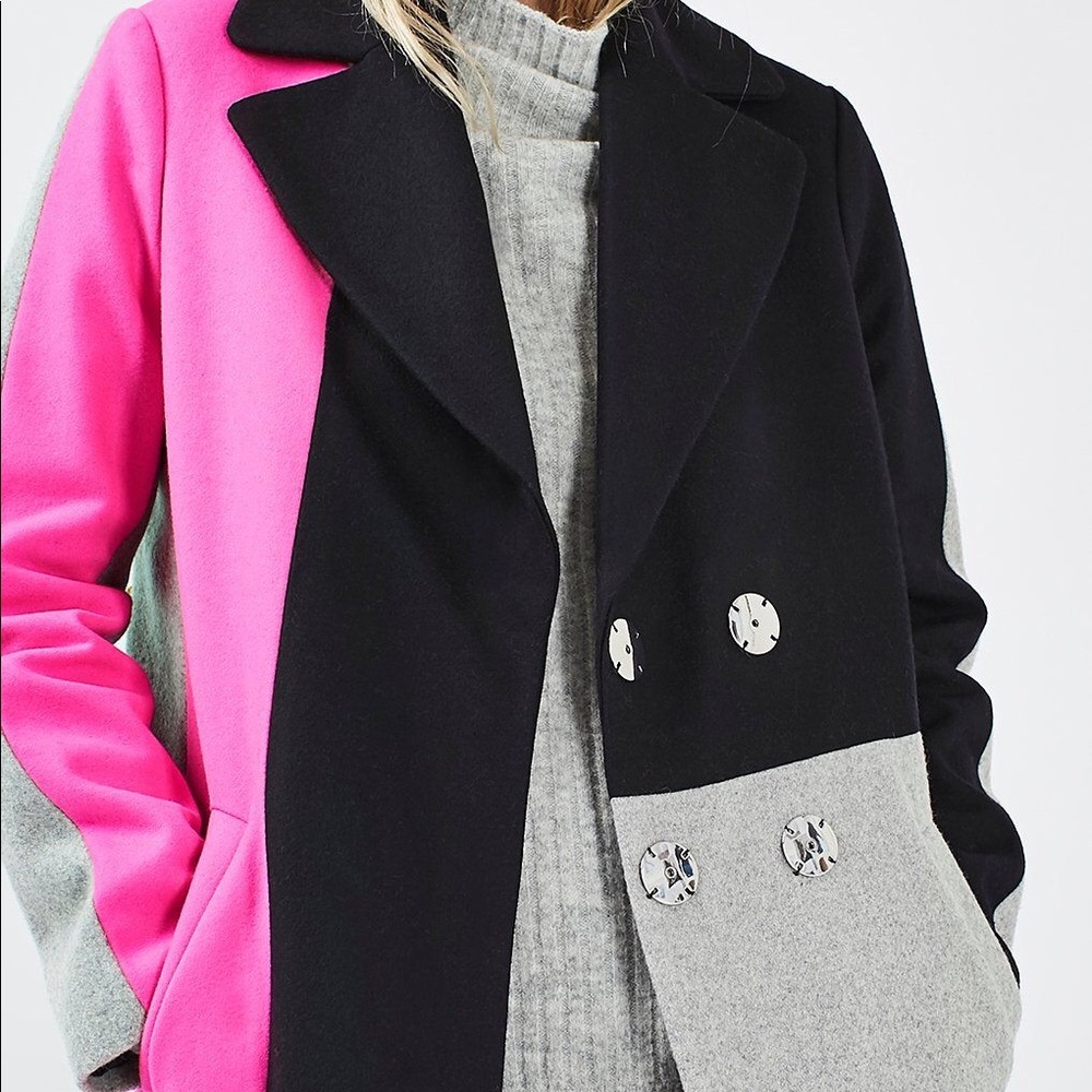 Top Shop Boyfriend Peacoat (Yellow/Pink)
